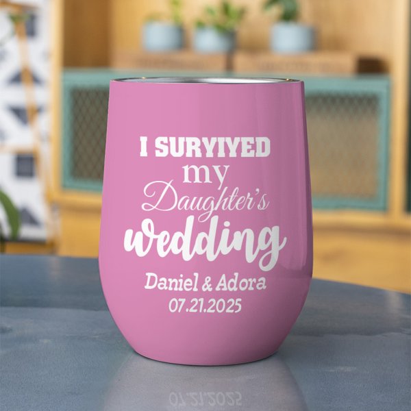 Verre à vin multicolore 12oz avec couvercle anti-éclaboussures Cadeau de mariage pour les parents de la mariée