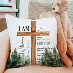 Personalisierte Wald Kreuz Bibel Vers werfen Kissenbezug mit Namen Erstkommunion Party Home Decor Taufe Geschenk für Kinder Jungen