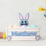Personalisierte niedlichen Hase Holzkorb mit Namen Ostereierjagd Geburtstag Urlaub Party Favors Geschenk für Kinder
