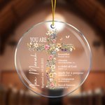 Personalized Floral Cross Bible Verse Acrylic Ornament with Text Baptism Confirmation Gift for Kids Christians