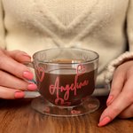 Vaso de cristal personalizado Love Heart 16oz con nombre y asa Regalo de San Valentín Cumpleaños para pareja