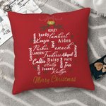 Personalised Merry Christmas Word Cloud Throw Pillow Cover with Name Home Decor Birthday Christmas Gift for Family Friend