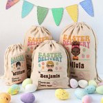 Personalizzato Pasqua consegna Cartoon Character Drawstring Treat Bag con nome Pasqua festa di compleanno regalo per ragazzi ragazze