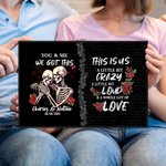 Henkilökohtainen Rose Skeleton Crazy Love You and Me saimme tämän Canvas maalaus nimi päivämäärä Gothic Wall Art syntymäpäivä vuosipäivä lahja pariskunnalle