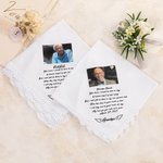 Personalised Memorial Wedding Lace 100% Cotton Handkerchief with Deceased Relative Photo Name and Date Wedding Memorial Gift for Bride Groom