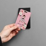 Personalized Floral Cartoon Business Woman and Man ID Card Badge Holder with Name Birthday Office Gift for Coworker Employee