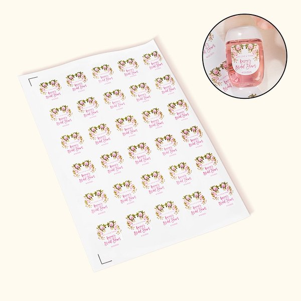 Floral Hand Sanitizer Label Set of 30 Wedding Favors