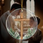 Personalized Forest Cross Bless Bible Verse Acrylic Hanging Ornament with Name and Text Baptism First Communion Gift for Kids