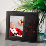 Personalized Sweets Cane First Christmas Leather Baby Photo Picture Frame with Name and Year Christmas Gift for Family