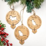 Adorno navideño personalizado de madera con silueta de gato y nombre en primer lugar Feliz Navidad Decoración Regalo para los amantes de los gatos