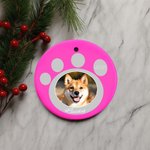 Ornamento personalizzato in ceramica con foto dell'animale domestico e design a zampa Regalo per l'albero di Natale per gli amanti degli animali domestici