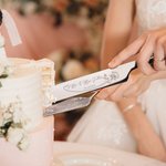 Personalised Floral Cake Knife Server Cutting Set with Name and Date Wedding Bridal Shower Gift for Couple