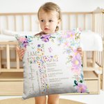 Personalized Floral Cross Bible Scripture Throw Pillow Cover with Name The First Baptism Communion Confirmation Gift for Daughter Goddaughter