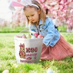 Personalized Cute Bunny Egg Hunter Camouflage Carrot Reusable Canvas Easter Basket with Name Birthday Easter Gift for Kids
