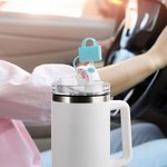 Personalised Beach Bag Straw Cover Topper with Initial Charm Accessories for Stanley Tumbler Birthday Party Favors Gift for Women