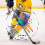 Personalized Ice Hockey Sports Silhouette Christmas Acrylic Ornament with Name Birthday Christmas Tree Decor Gift for Ice Hockey Team Players
