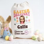 Personalizzato Pasqua consegna Cartoon Character Drawstring Treat Bag con nome Pasqua festa di compleanno regalo per ragazzi ragazze