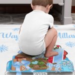 Personalisierte Baby's First Christmas Blanket Cute Animal on Gift Truck Sofa Blanket with Name Holiday Home Decoration Christmas Gift for Family Kid