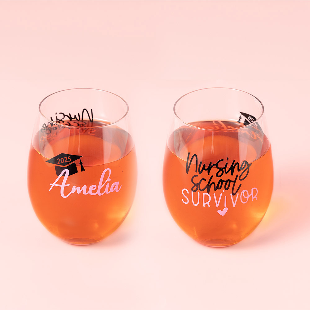 Verre Personnalisé avec Nom et Année Cadeau Remerciement Fin d'Études pour Étudiant Infirmier