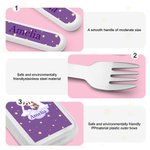 Personalized Cartoon Animal Safe Stainless Steel Kid’s Fork Spoon Knife 3 Pcs Cutlery Set with Initial Case and Name Birthday Gift for Boys Girls