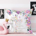 Personalized Floral Cross Bible Scripture Throw Pillow Cover with Name The First Baptism Communion Confirmation Gift for Daughter Goddaughter