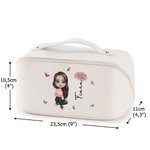 Borsa da trucco in pelle personalizzata con personaggio cartone animato fiore di nascita portatile accessori regalo di compleanno per donne e ragazze