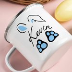 Personalized Cute Easter Bunny 12oz Enamel Mug Snack Bag with Name Easter Party Birthday Gift for Kids