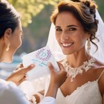 Mouchoir en Dentelle Personnalisé avec Nom Date et Initiale Brodés Linge 100% Coton Motif Branche d'Olivier Cadeau de Mariage pour Mariée