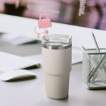 Personalised Beach Bag Straw Cover Topper with Initial Charm Accessories for Stanley Tumbler Birthday Party Favors Gift for Women