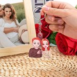 Personalized Cartoon Couple Heart Gesture Acrylic Keychain with Name Bag Charms Valentine's Day Anniversary Gift for Couples
