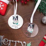 Gepersonaliseerd Forever Loved Hond Kat Fotoportret Tekening Ornament met Naam Kerstboom Decor Herdenking Sympathie Cadeau voor Huisdierbezitters