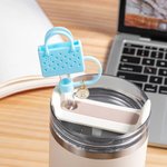 Personalised Beach Bag Straw Cover Topper with Initial Charm Accessories for Stanley Tumbler Birthday Party Favors Gift for Women