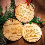 Personalised Engraved Wooden Home Photo Hanging Ornament with Name and Date Christmas Housewarming Gift for Family