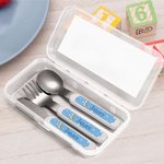 Personalized Cartoon Animal Safe Stainless Steel Kid’s Fork Spoon Knife 3 Pcs Cutlery Set with Initial Case and Name Birthday Gift for Boys Girls