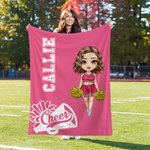 Personalisierte Weiche Cartoon Cheerleader Dame Kuscheldecke mit Namen Haus Dekoration Geburtstag Geschenk für Cheerleader Damen