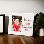 Personalized Sweets Cane First Christmas Leather Baby Photo Picture Frame with Name and Year Christmas Gift for Family