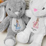 Personalised Peter Rabbit Easter Eggs Cute Bunny Plush Stuffed Animal Toy with Name and Year First Easter Holiday Baby Shower Gift for Kids