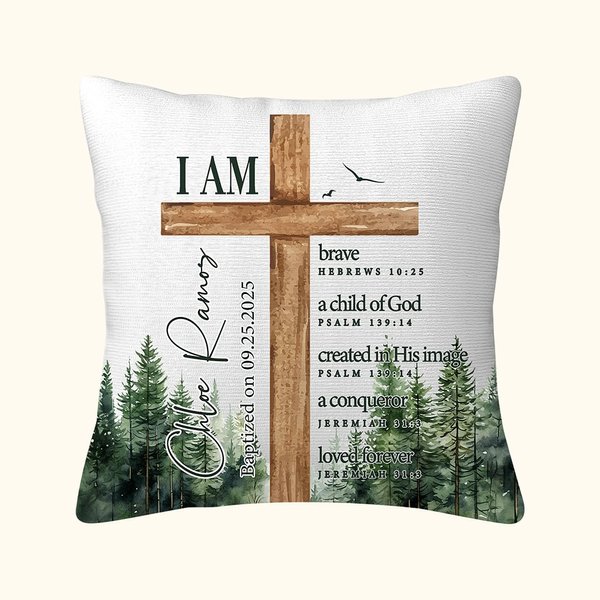 Personalisierte Wald Kreuz Bibel Vers werfen Kissenbezug mit Namen Erstkommunion Party Home Decor Taufe Geschenk für Kinder Jungen