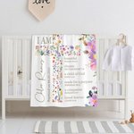 Personalised Floral Cross Soft and Warm Blanket with Bible Verse and Name Baptism Confirmation Gift for Kids Christians