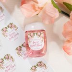 Personalized With Love & Thanks Floral Hand Sanitizer Label Set of 30 with Text and Date Engagement Wedding Party Favors Gift for Couple