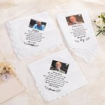 Personalised Memorial Wedding Lace 100% Cotton Handkerchief with Deceased Relative Photo Name and Date Wedding Memorial Gift for Bride Groom