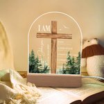 Personalised Bible Verse Cross LED Night Light with Wood Base Baptism First Communion Gift for Baby Girls Boys