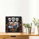 Personalized Mexican Floral Sugar Skull Canvas Photo Painting with Name and Year Gothic Wall Decor Day of the Dead Gift for Family