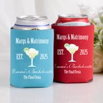 Personalized Margs and Matrimony 12oz-16oz Can Cooler with Year and Text Set of 12 Bachelorette Party Favors Bridal Shower Gift for Her