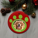 Ornamento personalizzato in ceramica con foto dell'animale domestico e design a zampa Regalo per l'albero di Natale per gli amanti degli animali domestici