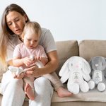 Animale di peluche personalizzato con croce floreale Peter Rabbit, con nome e data Regalo di compleanno per bambini per la festa del bebè, il battesimo e il compleanno.