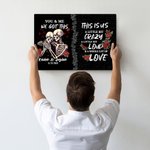 Henkilökohtainen Rose Skeleton Crazy Love You and Me saimme tämän Canvas maalaus nimi päivämäärä Gothic Wall Art syntymäpäivä vuosipäivä lahja pariskunnalle