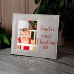 Personalized Sweets Cane First Christmas Leather Baby Photo Picture Frame with Name and Year Christmas Gift for Family