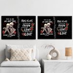 Henkilökohtainen Rose Skeleton Crazy Love You and Me saimme tämän Canvas maalaus nimi päivämäärä Gothic Wall Art syntymäpäivä vuosipäivä lahja pariskunnalle