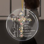 Personalized Floral Cross Bible Verse Acrylic Ornament with Text Baptism Confirmation Gift for Kids Christians